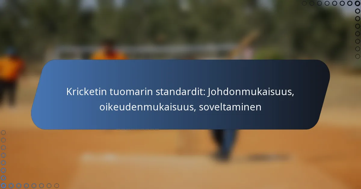 Kricketin tuomarin standardit: Johdonmukaisuus, oikeudenmukaisuus, soveltaminen