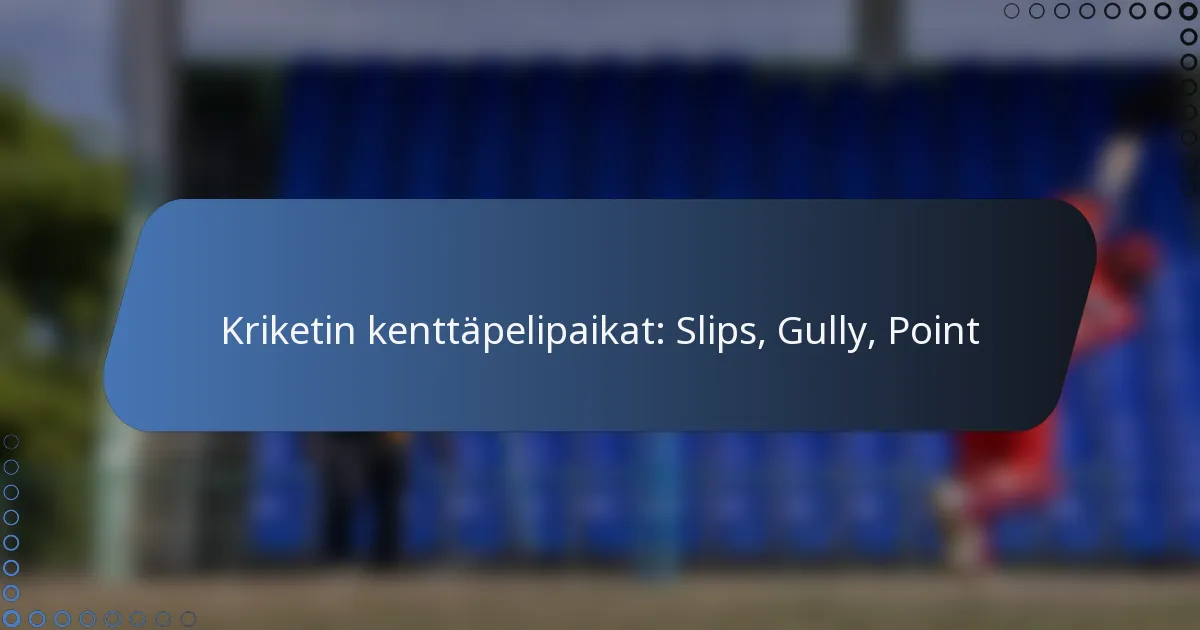 Kriketin kenttäpelipaikat: Slips, Gully, Point