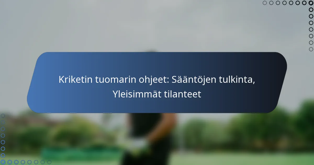 Kriketin tuomarin ohjeet: Sääntöjen tulkinta, Yleisimmät tilanteet