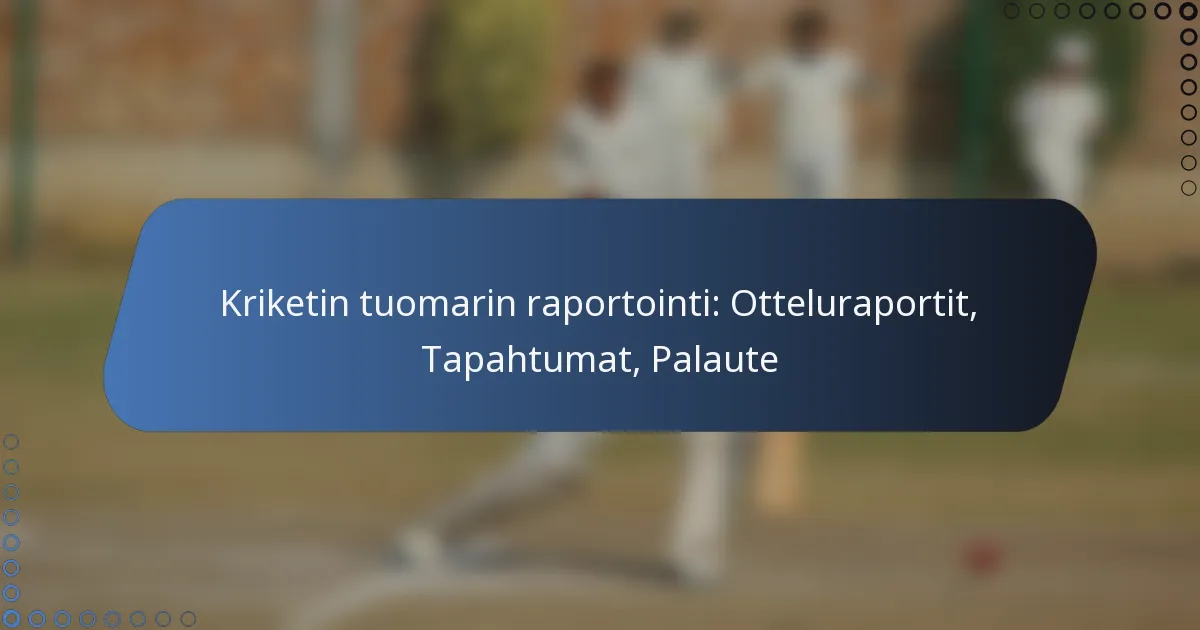 Kriketin tuomarin raportointi: Otteluraportit, Tapahtumat, Palaute