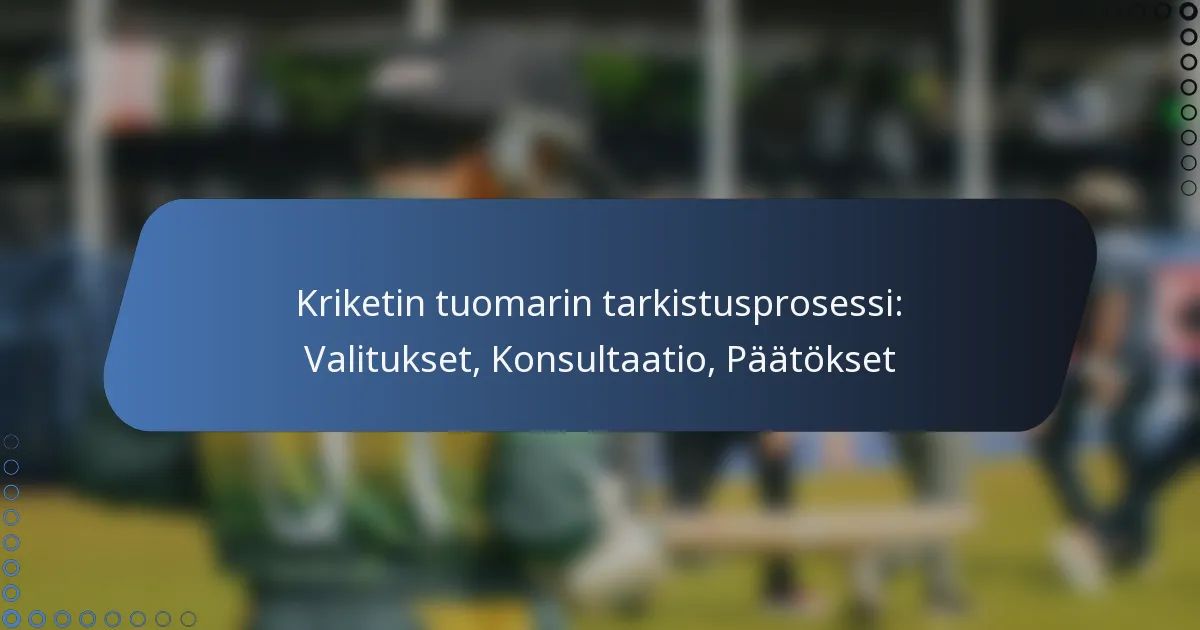 Kriketin tuomarin tarkistusprosessi: Valitukset, Konsultaatio, Päätökset