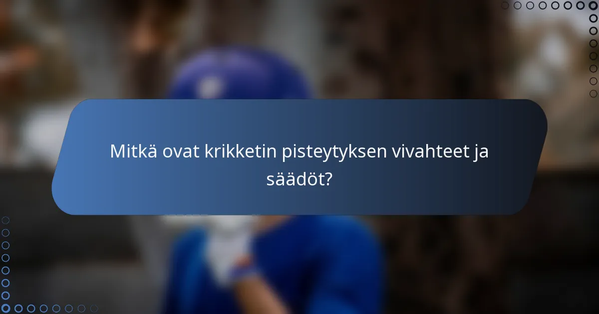 Mitkä ovat krikketin pisteytyksen vivahteet ja säädöt?